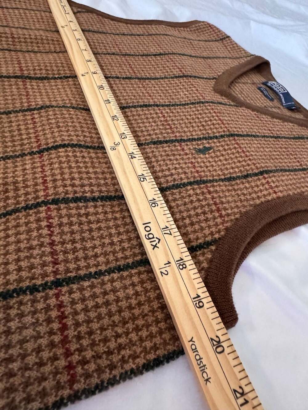 Polo by Ralph Lauren Sweater Vest Size M Brown Plaid Lambswool - Picture 4 of 7